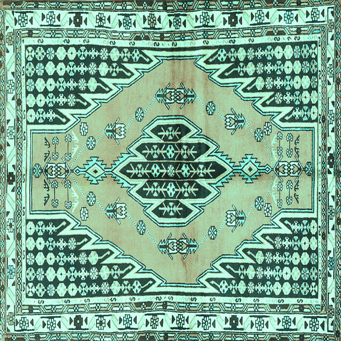 Square Machine Washable Persian Turquoise Traditional Area Rugs, wshtr2973turq