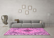 Machine Washable Persian Pink Traditional Rug in a Living Room, wshtr2973pnk