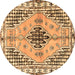 Round Persian Brown Traditional Rug, tr2973brn