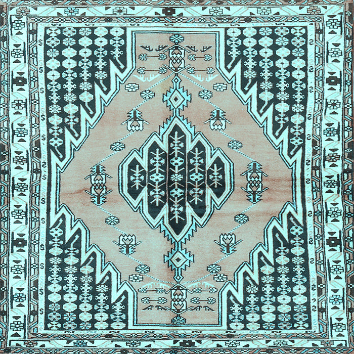 Square Machine Washable Persian Light Blue Traditional Rug, wshtr2973lblu