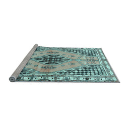 Sideview of Machine Washable Persian Light Blue Traditional Rug, wshtr2973lblu