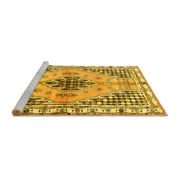 Sideview of Machine Washable Persian Yellow Traditional Rug, wshtr2973yw