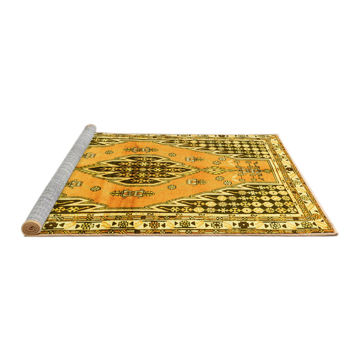 Sideview of Machine Washable Persian Yellow Traditional Rug, wshtr2973yw