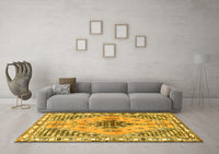 Machine Washable Persian Yellow Traditional Rug, wshtr2973yw