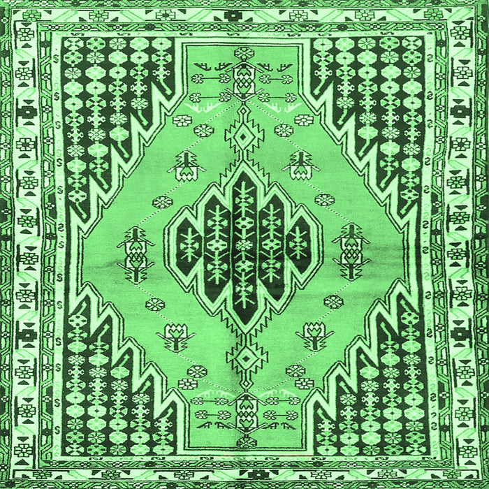 Square Machine Washable Persian Emerald Green Traditional Area Rugs, wshtr2973emgrn