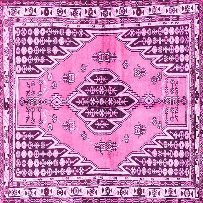 Square Machine Washable Persian Pink Traditional Rug, wshtr2973pnk