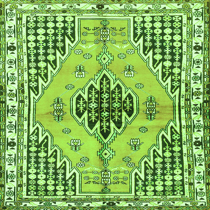 Round Machine Washable Persian Green Traditional Area Rugs, wshtr2973grn