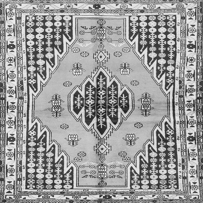 Round Machine Washable Persian Gray Traditional Rug, wshtr2973gry