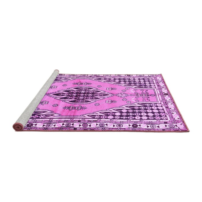 Sideview of Machine Washable Persian Purple Traditional Area Rugs, wshtr2973pur