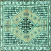 Square Persian Turquoise Traditional Rug, tr2973turq