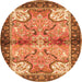 Machine Washable Persian Orange Traditional Area Rugs, wshtr2974org