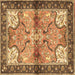 Square Machine Washable Persian Brown Traditional Rug, wshtr2974brn