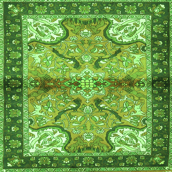 Round Machine Washable Persian Green Traditional Area Rugs, wshtr2974grn