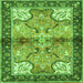 Round Machine Washable Persian Green Traditional Area Rugs, wshtr2974grn