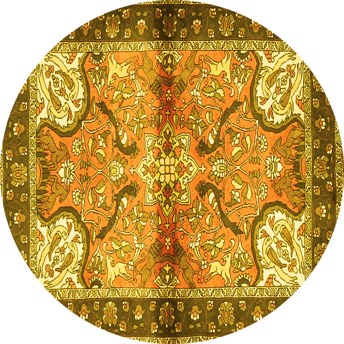 Round Persian Yellow Traditional Rug, tr2974yw