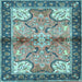 Square Machine Washable Persian Light Blue Traditional Rug, wshtr2974lblu