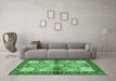 Machine Washable Persian Emerald Green Traditional Area Rugs in a Living Room,, wshtr2974emgrn