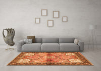 Machine Washable Persian Orange Traditional Rug, wshtr2974org