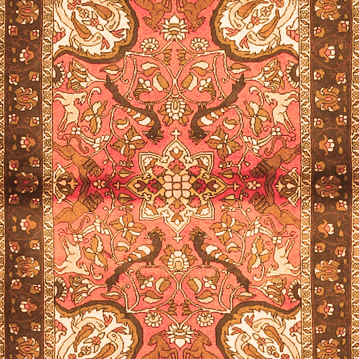 Serging Thickness of Machine Washable Persian Orange Traditional Area Rugs, wshtr2974org