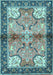 Machine Washable Persian Light Blue Traditional Rug, wshtr2974lblu