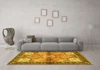 Machine Washable Persian Yellow Traditional Rug, wshtr2974yw