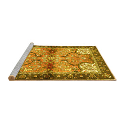 Sideview of Machine Washable Persian Yellow Traditional Rug, wshtr2974yw