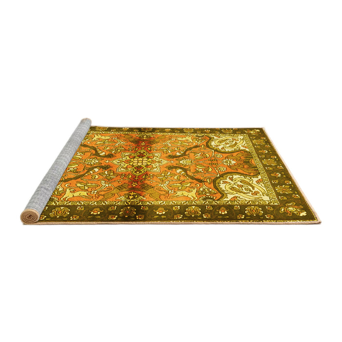 Sideview of Machine Washable Persian Yellow Traditional Rug, wshtr2974yw