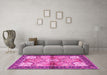 Machine Washable Persian Pink Traditional Rug in a Living Room, wshtr2974pnk