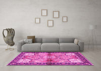 Machine Washable Persian Pink Traditional Rug, wshtr2974pnk