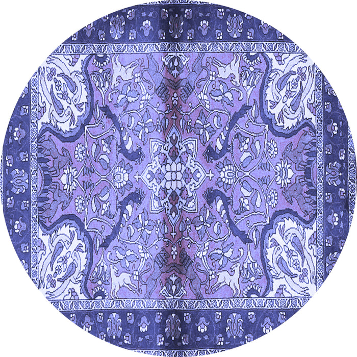 Round Persian Blue Traditional Rug, tr2974blu