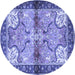 Round Persian Blue Traditional Rug, tr2974blu