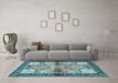 Machine Washable Persian Light Blue Traditional Rug in a Living Room, wshtr2974lblu