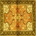 Square Machine Washable Persian Yellow Traditional Rug, wshtr2974yw