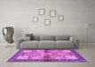 Machine Washable Persian Purple Traditional Area Rugs in a Living Room, wshtr2974pur