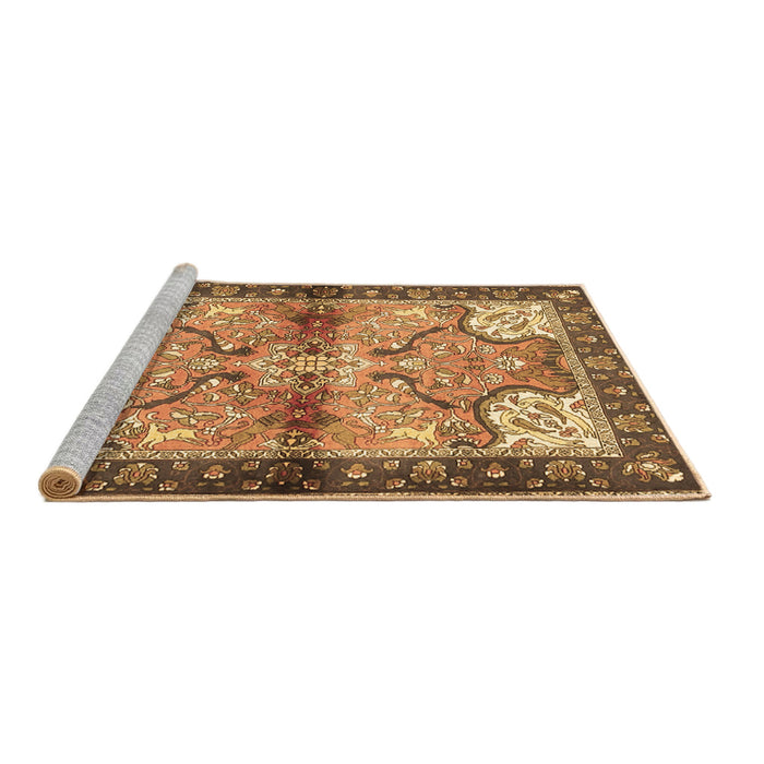 Sideview of Machine Washable Persian Brown Traditional Rug, wshtr2974brn