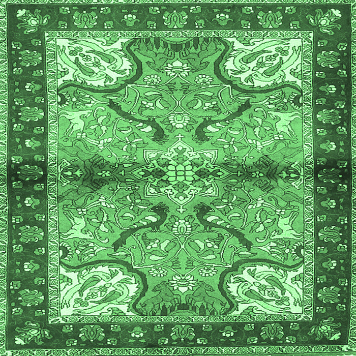 Square Persian Emerald Green Traditional Rug, tr2974emgrn