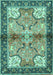 Machine Washable Persian Turquoise Traditional Area Rugs, wshtr2974turq