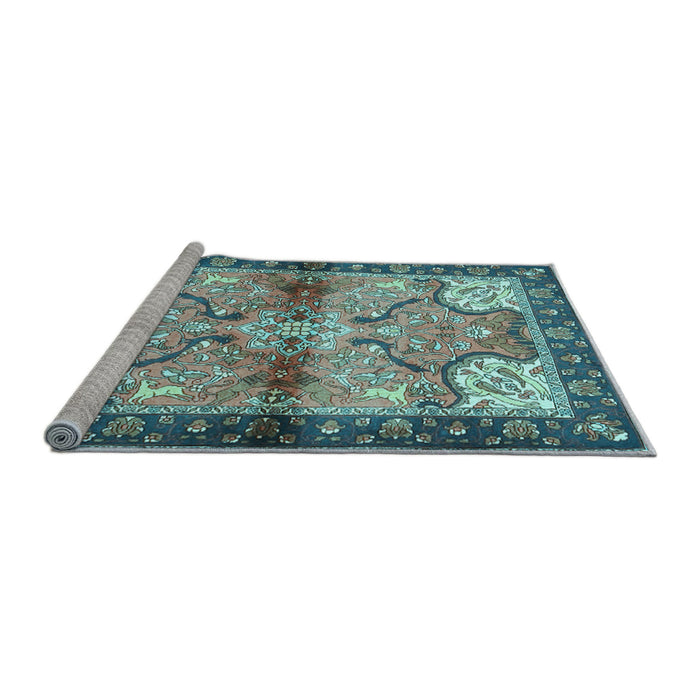 Sideview of Machine Washable Persian Light Blue Traditional Rug, wshtr2974lblu