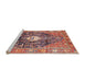 Sideview of Machine Washable Traditional Brown Red Rug, wshtr2975