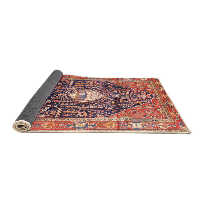 Sideview of Traditional Brown Red Animal Rug, tr2975