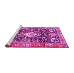 Sideview of Machine Washable Animal Pink Traditional Rug, wshtr2975pnk