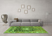 Machine Washable Animal Green Traditional Area Rugs in a Living Room,, wshtr2975grn