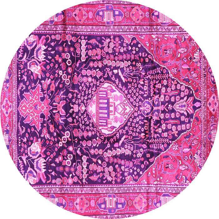 Round Machine Washable Animal Pink Traditional Rug, wshtr2975pnk