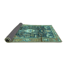 Sideview of Animal Turquoise Traditional Rug, tr2975turq
