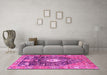 Machine Washable Animal Pink Traditional Rug in a Living Room, wshtr2975pnk