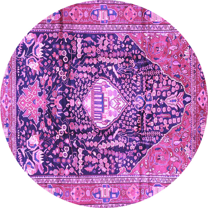 Round Machine Washable Animal Purple Traditional Area Rugs, wshtr2975pur