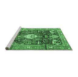 Sideview of Machine Washable Animal Emerald Green Traditional Area Rugs, wshtr2975emgrn