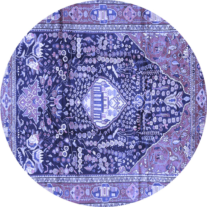 Round Machine Washable Animal Blue Traditional Rug, wshtr2975blu
