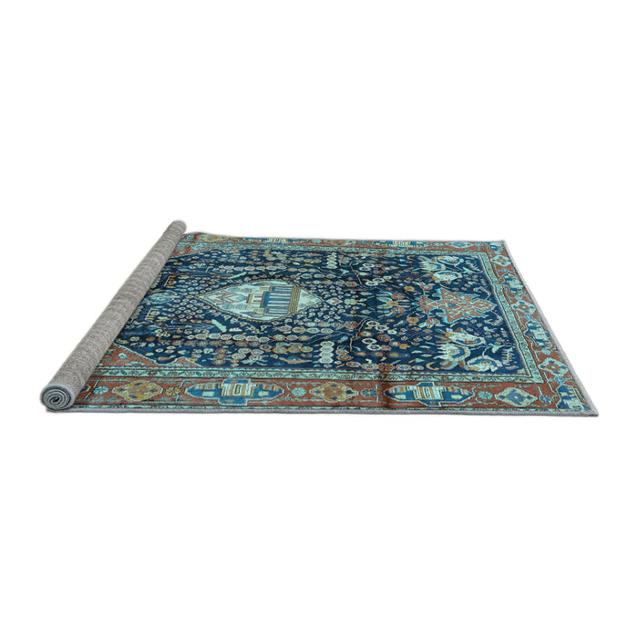 Sideview of Machine Washable Animal Light Blue Traditional Rug, wshtr2975lblu