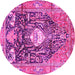 Round Animal Pink Traditional Rug, tr2975pnk